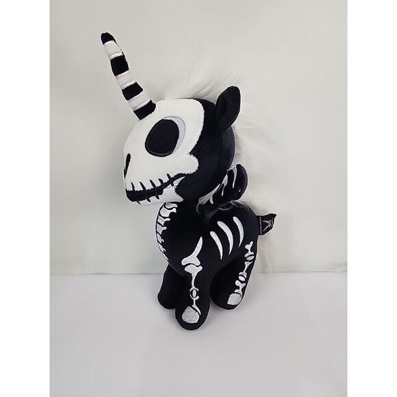 VampireFreaks Unibones 12" Plush Black & White Skeleton Unicorn Goth - Picture 7 of 7